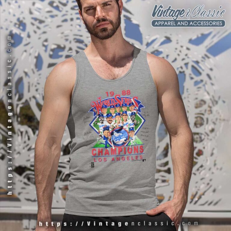 1988 Los Angeles Dodgers World Series Champions Caricature Tank Top Racerback 1988 Los Angeles Dodgers World Series Champions Caricature Tank Top Racerback