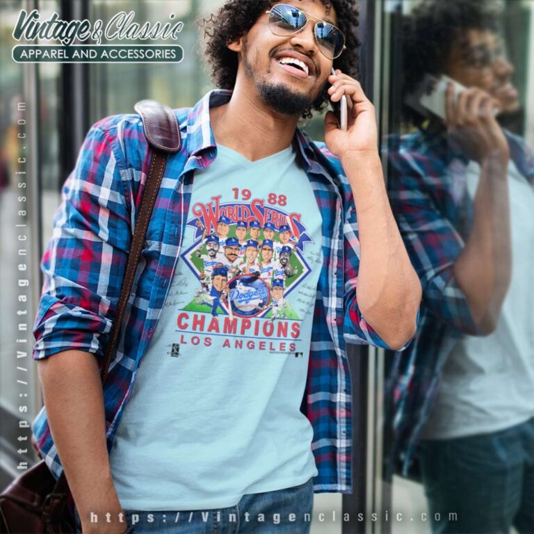 1988 Los Angeles Dodgers World Series Champions Caricature V Neck TShirt 1988 Los Angeles Dodgers World Series Champions Caricature V Neck TShirt