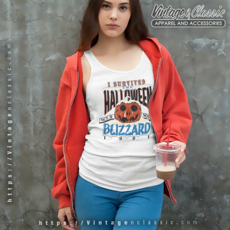 1991 I Survived Halloween Blizzard Tank Top Racerback 1991 I Survived Halloween Blizzard Tank Top Racerback
