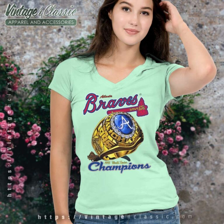 1995 Atlanta Braves World Series Champions Ring V Neck TShirt 1995 Atlanta Braves World Series Champions Ring V Neck TShirt