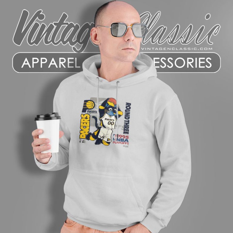 1995 Nba Playoffs Indiana Pacers Round Three Boomer Mascot Hoodie 1995 Nba Playoffs Indiana Pacers Round Three Boomer Mascot Hoodie