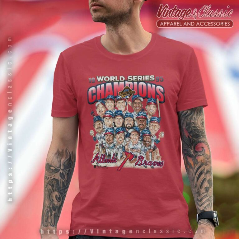 1995 World Champions Atlanta Braves Caricature T Shirt 1995 World Champions Atlanta Braves Caricature T Shirt