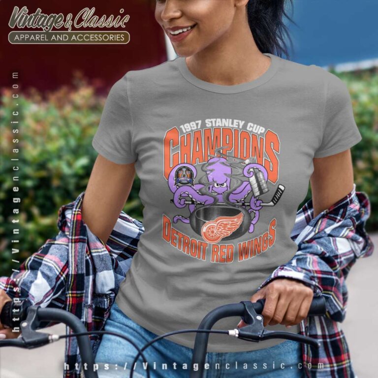 1997 Stanley Cup Champions Detroit Red Wings Octopus Women TShirt 1997 Stanley Cup Champions Detroit Red Wings Octopus Women TShirt