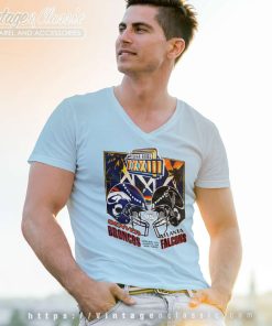 1999 Super Bowl Xxxiii Denver Broncos Vs Atlanta Falcons V Neck TShirt