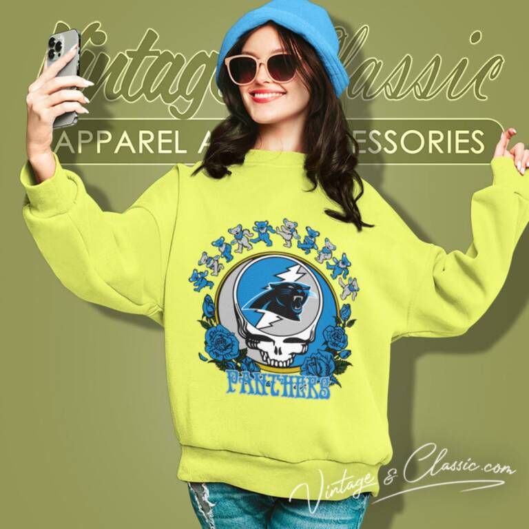 Carolina Panthers Grateful Dead Roses Dancing Bears Sweatshirt Carolina Panthers Grateful Dead Roses Dancing Bears Sweatshirt
