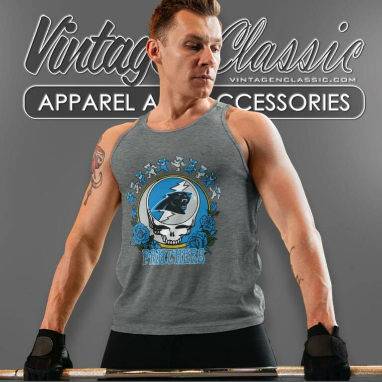 Carolina Panthers Grateful Dead Roses Dancing Bears Tank Top Racerback Carolina Panthers Grateful Dead Roses Dancing Bears Tank Top Racerback