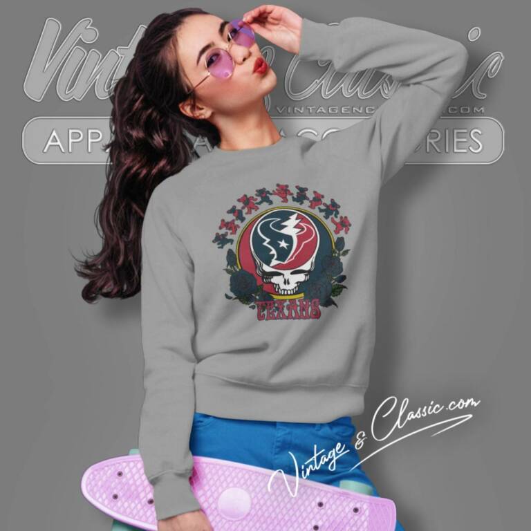 Houston Texans Grateful Dead Roses Dancing Bears Sweatshirt Houston Texans Grateful Dead Roses Dancing Bears Sweatshirt