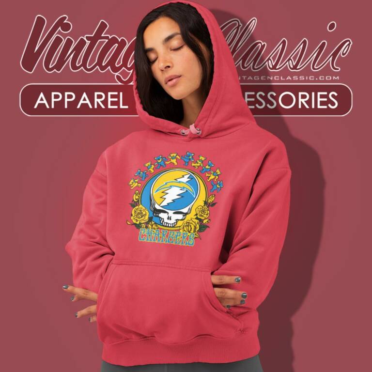 Los Angeles Chargers Grateful Dead Roses Dancing Bears Hoodie Los Angeles Chargers Grateful Dead Roses Dancing Bears Hoodie