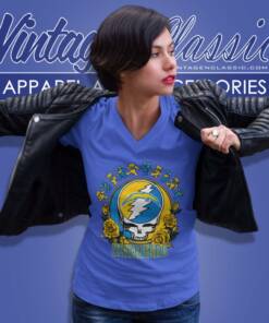 1Los Angeles Chargers Grateful Dead Roses Dancing Bears V Neck TShirt