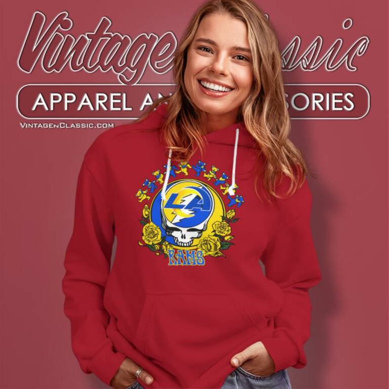 Los Angeles Rams Grateful Dead Roses Dancing Bears Hoodie Los Angeles Rams Grateful Dead Roses Dancing Bears Hoodie