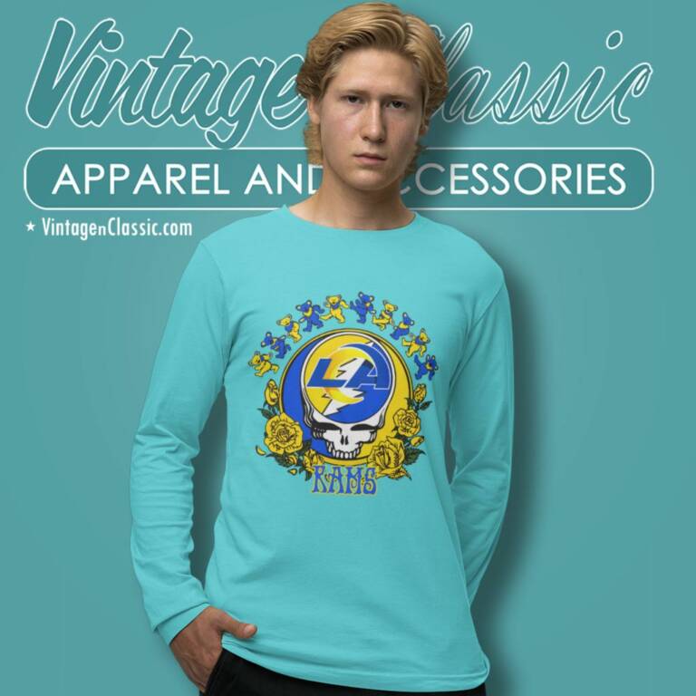 Los Angeles Rams Grateful Dead Roses Dancing Bears Long Sleeve Tee Los Angeles Rams Grateful Dead Roses Dancing Bears Long Sleeve Tee