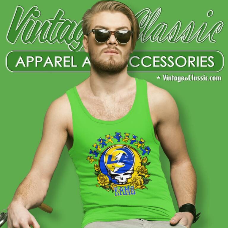 Los Angeles Rams Grateful Dead Roses Dancing Bears Tank Top Racerback Los Angeles Rams Grateful Dead Roses Dancing Bears Tank Top Racerback