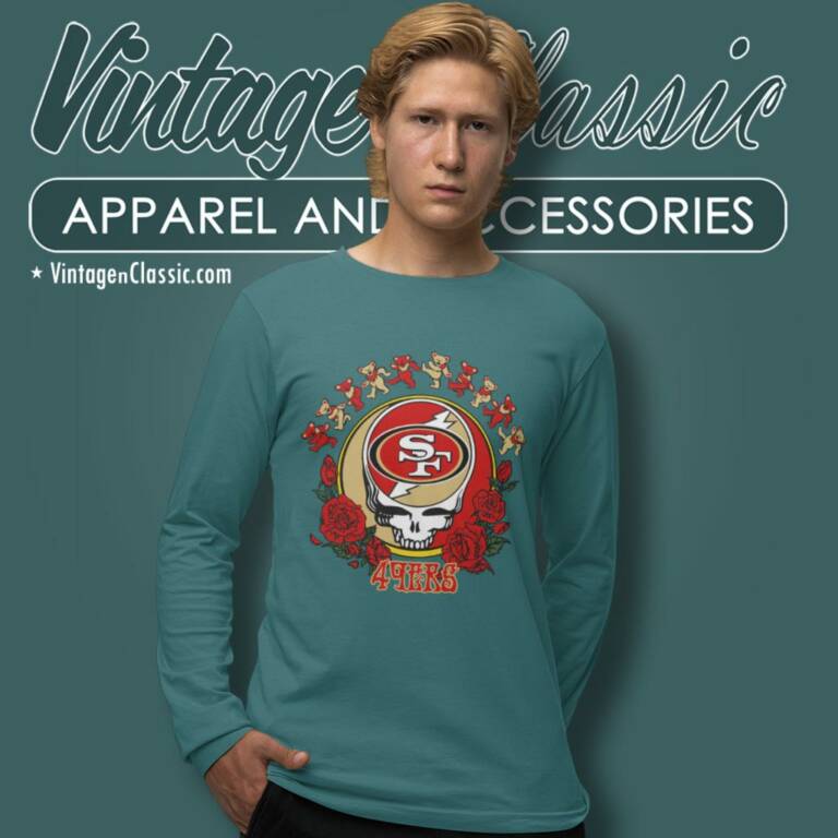 1San Francisco 49ers Grateful Dead Roses Dancing Bears Long Sleeve Tee 1San Francisco 49ers Grateful Dead Roses Dancing Bears Long Sleeve Tee