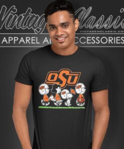 Snoopy And Friends Cheer For The Oklahoma State Cowboys NCAA Shirt