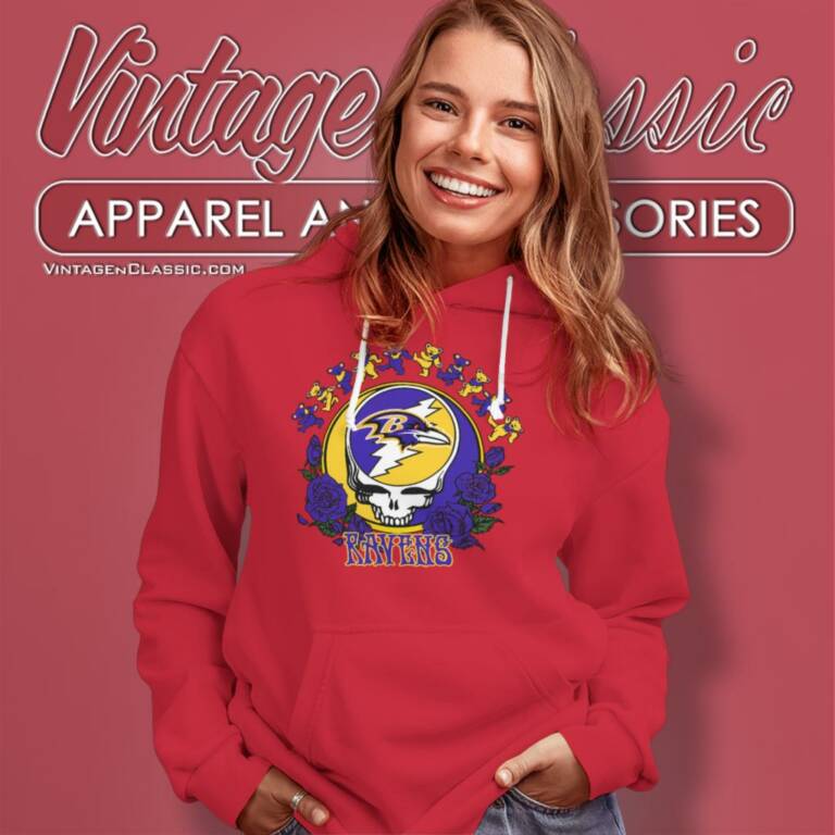 Baltimore Ravens Grateful Dead Roses Dancing Bears Hoodie Baltimore Ravens Grateful Dead Roses Dancing Bears Hoodie