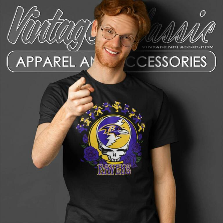 Baltimore Ravens Grateful Dead Roses Dancing Bears T Shirt Baltimore Ravens Grateful Dead Roses Dancing Bears T Shirt