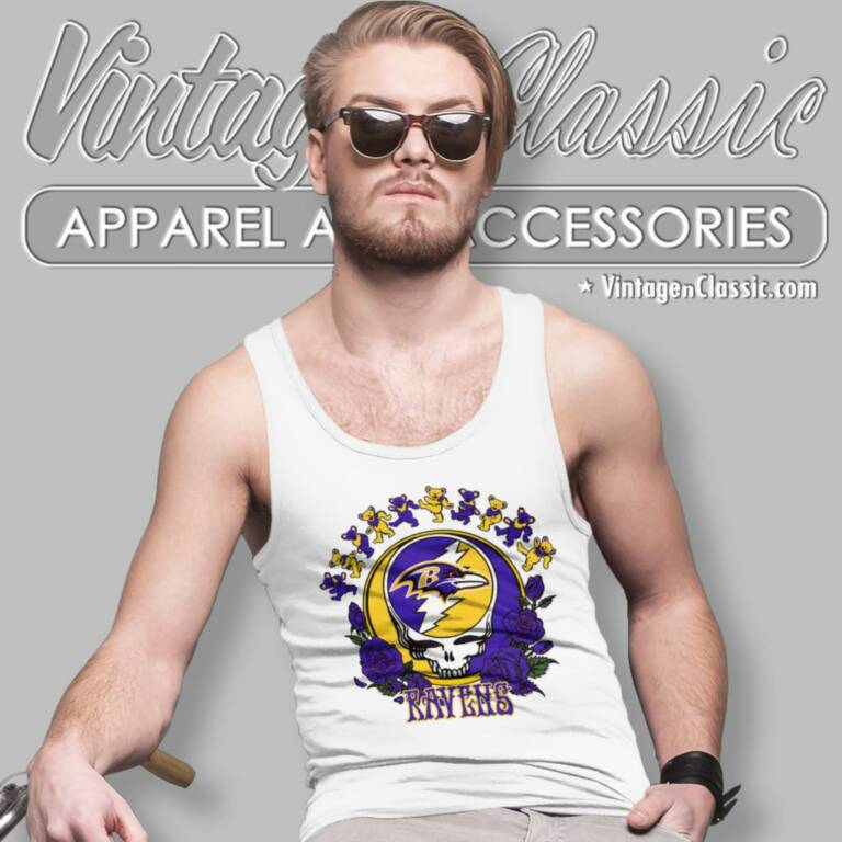 Baltimore Ravens Grateful Dead Roses Dancing Bears Tank Top Racerback Baltimore Ravens Grateful Dead Roses Dancing Bears Tank Top Racerback