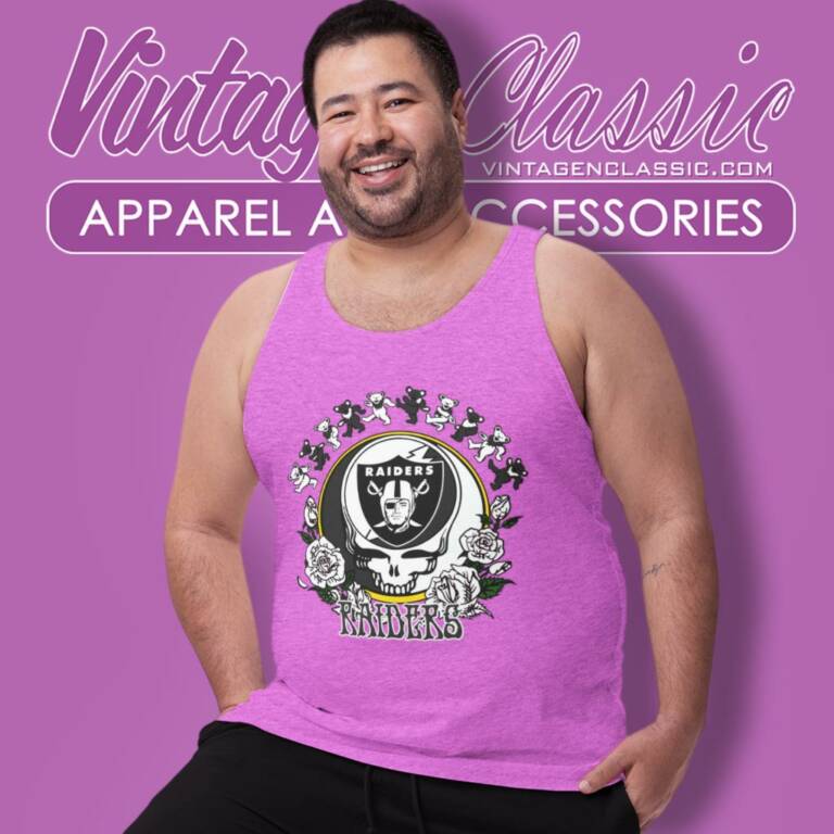 Las Vegas Raiders Grateful Dead Roses Dancing Bears Tank Top Racerback Las Vegas Raiders Grateful Dead Roses Dancing Bears Tank Top Racerback