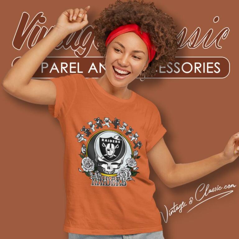 Las Vegas Raiders Grateful Dead Roses Dancing Bears Women T Shirt Las Vegas Raiders Grateful Dead Roses Dancing Bears Women T Shirt