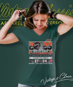 2023 Bedlam Series Champions Oklahoma State Cowboys 27 24 Oklahoma Sooners V Neck TShirt