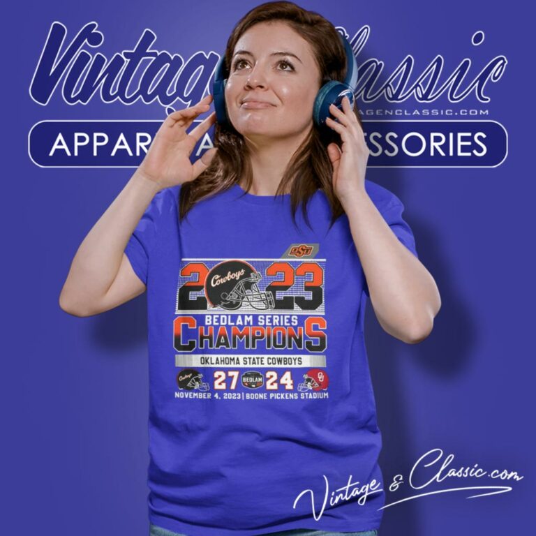 2023 Bedlam Series Champions Oklahoma State Cowboys 27 24 Oklahoma Sooners Women T Shirt 2023 Bedlam Series Champions Oklahoma State Cowboys 27 24 Oklahoma Sooners Women T Shirt