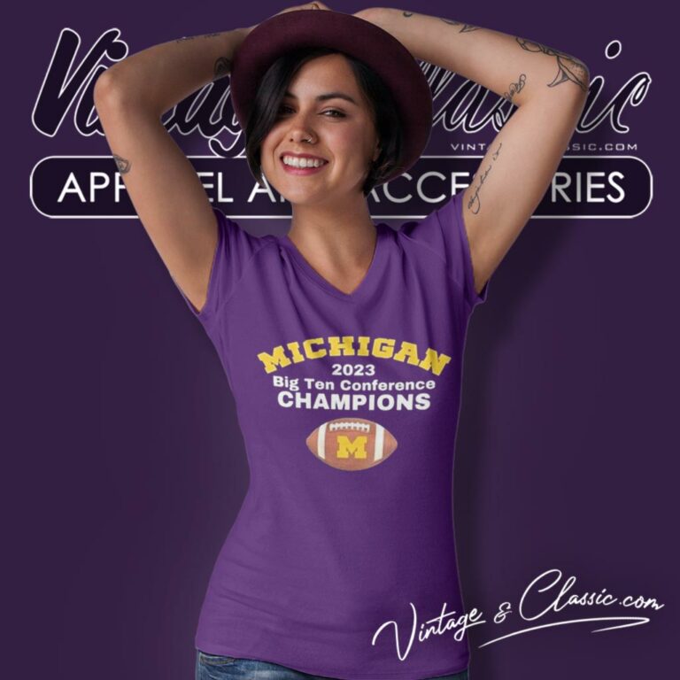 2023 Big Ten Conference Champions Michigan Wolverines V Neck TShirt 2023 Big Ten Conference Champions Michigan Wolverines V Neck TShirt