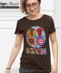 2023 Chicago Team Sport Chicago Bulls Chicago Blackhawks Chicago Bears Chicago Cubs Women TShirt