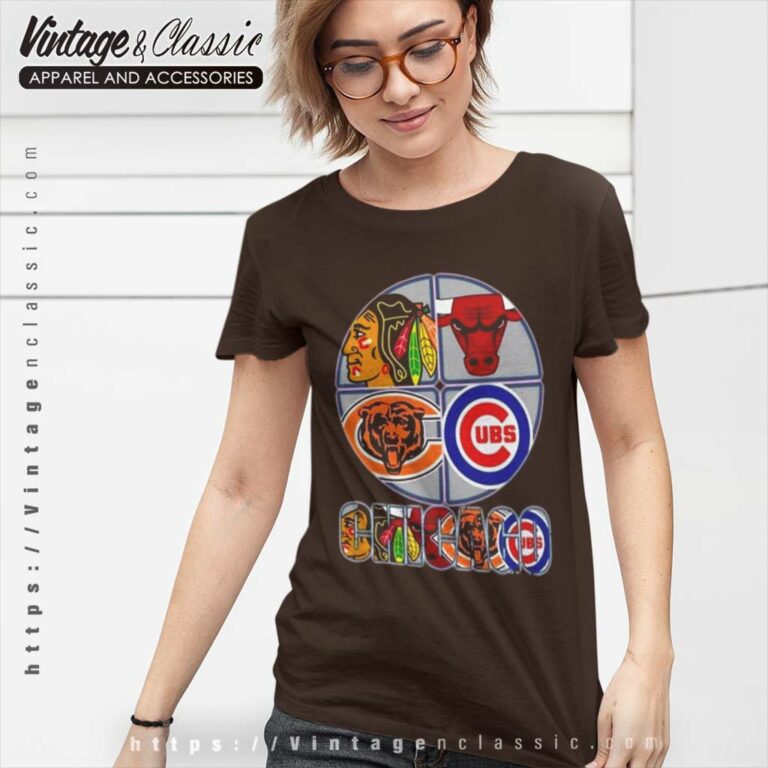 2023 Chicago Team Sport Chicago Bulls Chicago Blackhawks Chicago Bears Chicago Cubs Women TShirt 2023 Chicago Team Sport Chicago Bulls Chicago Blackhawks Chicago Bears Chicago Cubs Women TShirt
