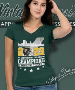 2023 Cotton Bowl Classic Champions Missouri Tigers V Neck TShirt