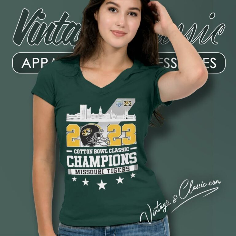2023 Cotton Bowl Classic Champions Missouri Tigers V Neck TShirt 2023 Cotton Bowl Classic Champions Missouri Tigers V Neck TShirt