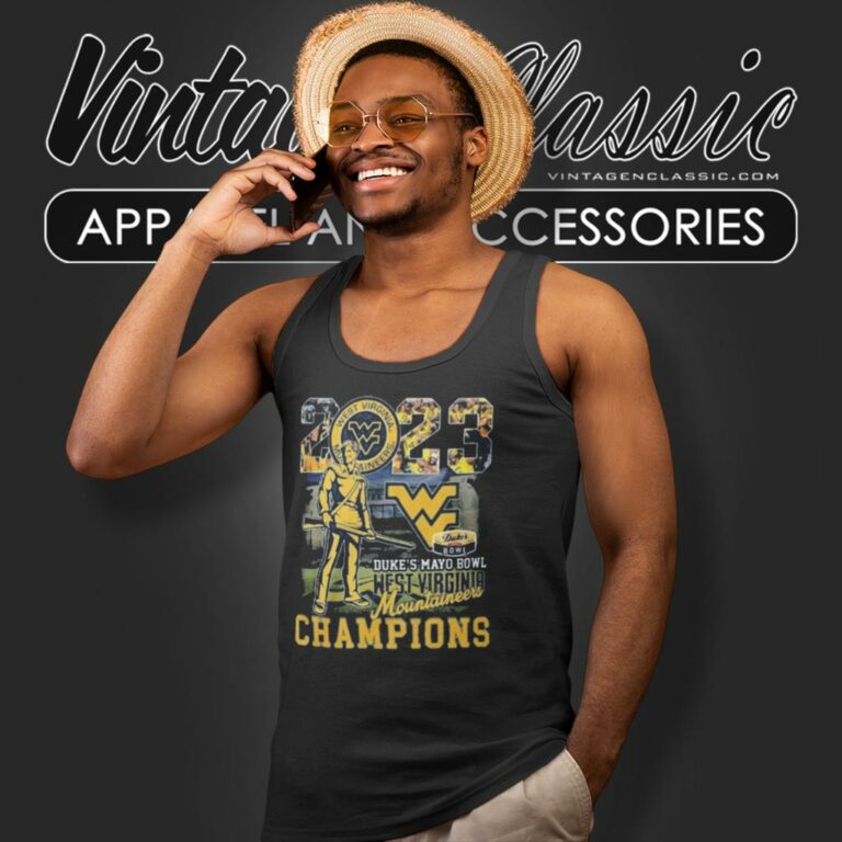 2023 Dukes Mayo Bowl Champions West Virginia Mountaineers Tank Top Racerback 2023 Dukes Mayo Bowl Champions West Virginia Mountaineers Tank Top Racerback