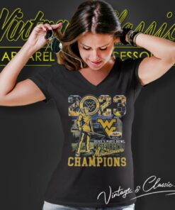 2023 Dukes Mayo Bowl Champions West Virginia Mountaineers V Neck TShirt