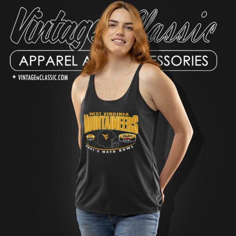 2023 Dukes Mayo Bowl West Virginia Mountaineers Helmet Tank Top Racerback 2023 Dukes Mayo Bowl West Virginia Mountaineers Helmet Tank Top Racerback