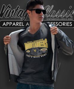 2023 Dukes Mayo Bowl West Virginia Mountaineers Helmet V Neck TShirt