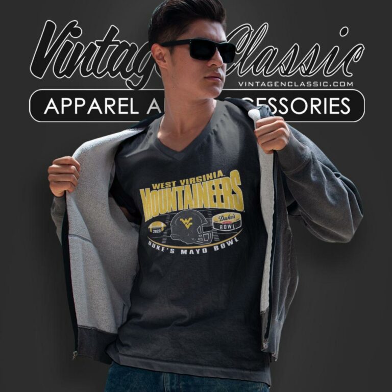 2023 Dukes Mayo Bowl West Virginia Mountaineers Helmet V Neck TShirt 2023 Dukes Mayo Bowl West Virginia Mountaineers Helmet V Neck TShirt