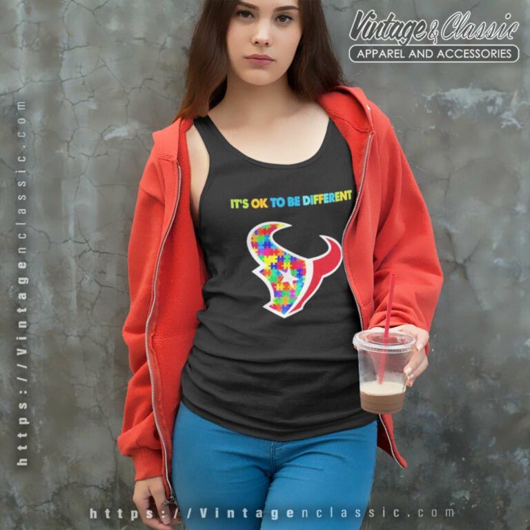 2023 Houston Texans Autism Its Ok To Be Different Tank Top Racerback 2023 Houston Texans Autism Its Ok To Be Different Tank Top Racerback