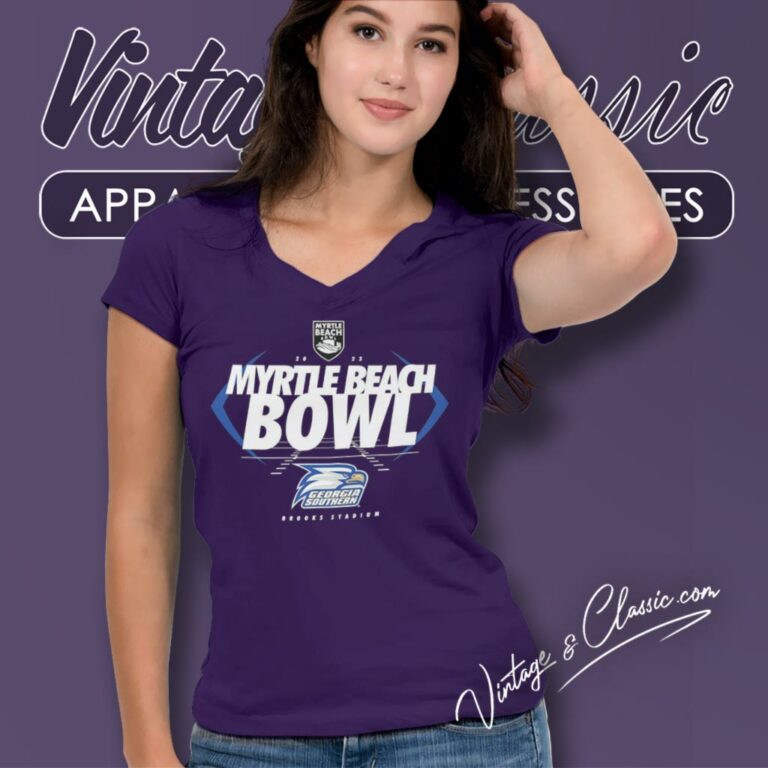 2023 Myrtle Beach Bowl Georgia Southern Eagles V Neck TShirt 2023 Myrtle Beach Bowl Georgia Southern Eagles V Neck TShirt