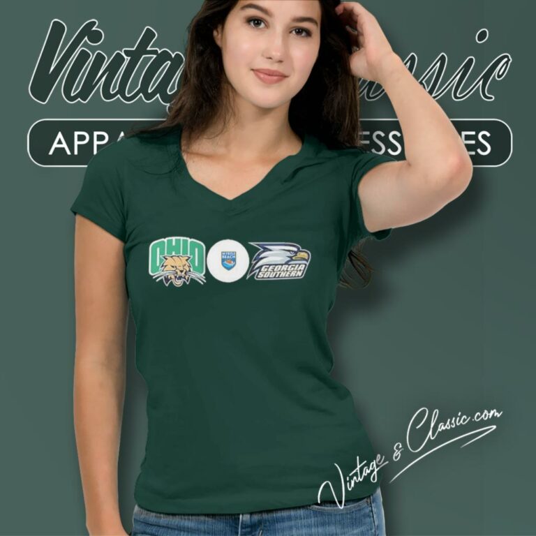 2023 Myrtle Beach Bowl Georgia Southern Vs Ohio Matchup V Neck TShirt 2023 Myrtle Beach Bowl Georgia Southern Vs Ohio Matchup V Neck TShirt