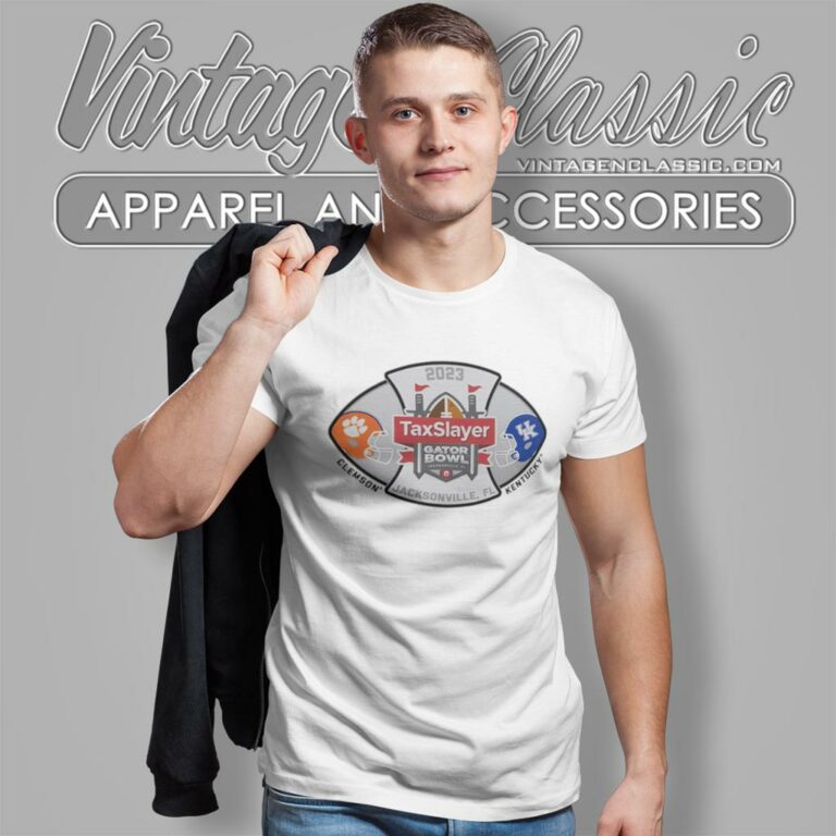 2023 Taxslayer Gator Bowl Clemson Tigers Vs Kentucky Wildcats Helmet T Shirt 2023 Taxslayer Gator Bowl Clemson Tigers Vs Kentucky Wildcats Helmet T Shirt