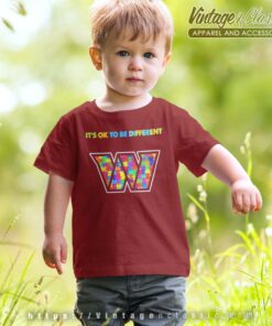 Washington Commanders Autism It’s Ok To Be Different kids Shirt