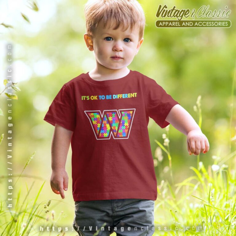 Washington Commanders Autism It’s Ok To Be Different kids Shirt Washington Commanders Autism It’s Ok To Be Different kids Shirt