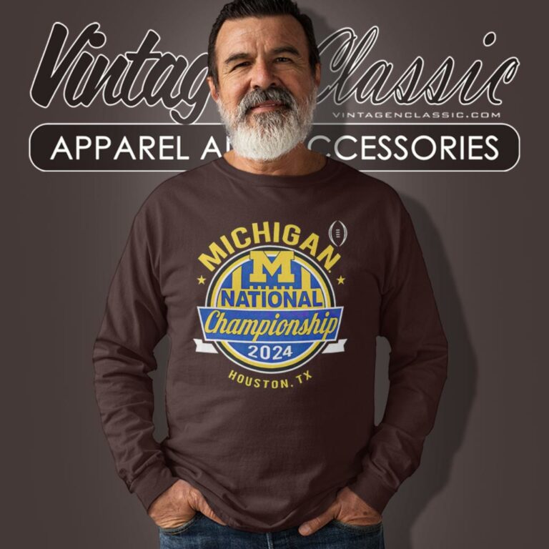 2024 Michigan Wolverines Cfp National Championship Houston Tx Long Sleeve Tee 2024 Michigan Wolverines Cfp National Championship Houston Tx Long Sleeve Tee
