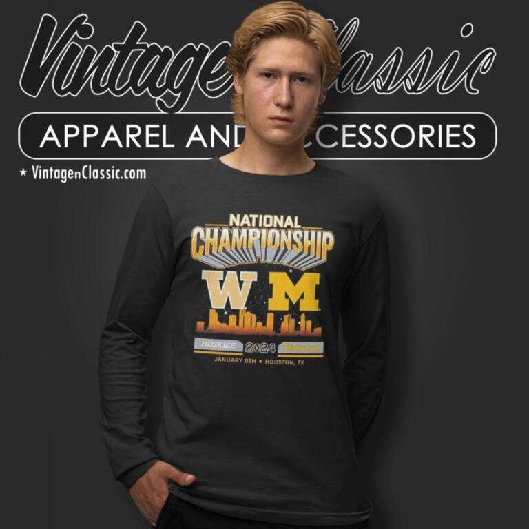 2024 National Championship Game Head To Head Skyline Michigan Wolverines Vs Washington Huskies Long Sleeve Tee 2024 National Championship Game Head To Head Skyline Michigan Wolverines Vs Washington Huskies Long Sleeve Tee