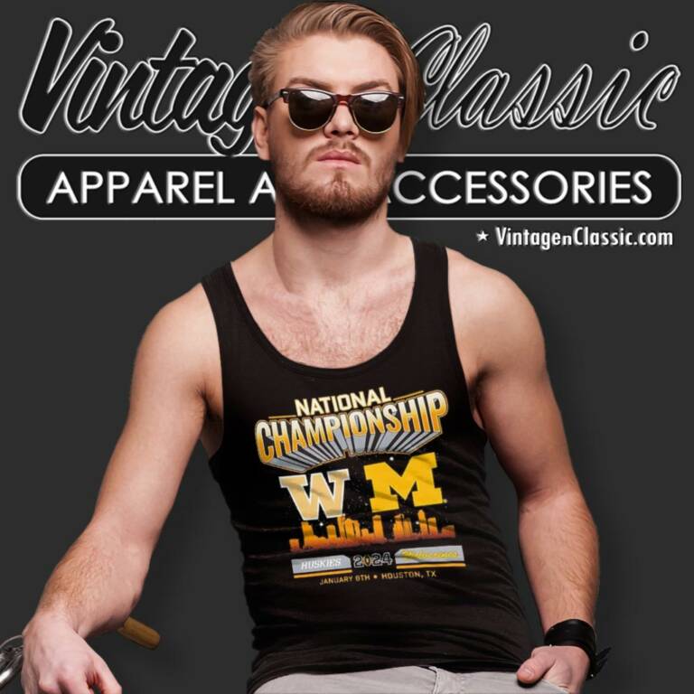 2024 National Championship Game Head To Head Skyline Michigan Wolverines Vs Washington Huskies Tank Top Racerback 2024 National Championship Game Head To Head Skyline Michigan Wolverines Vs Washington Huskies Tank Top Racerback