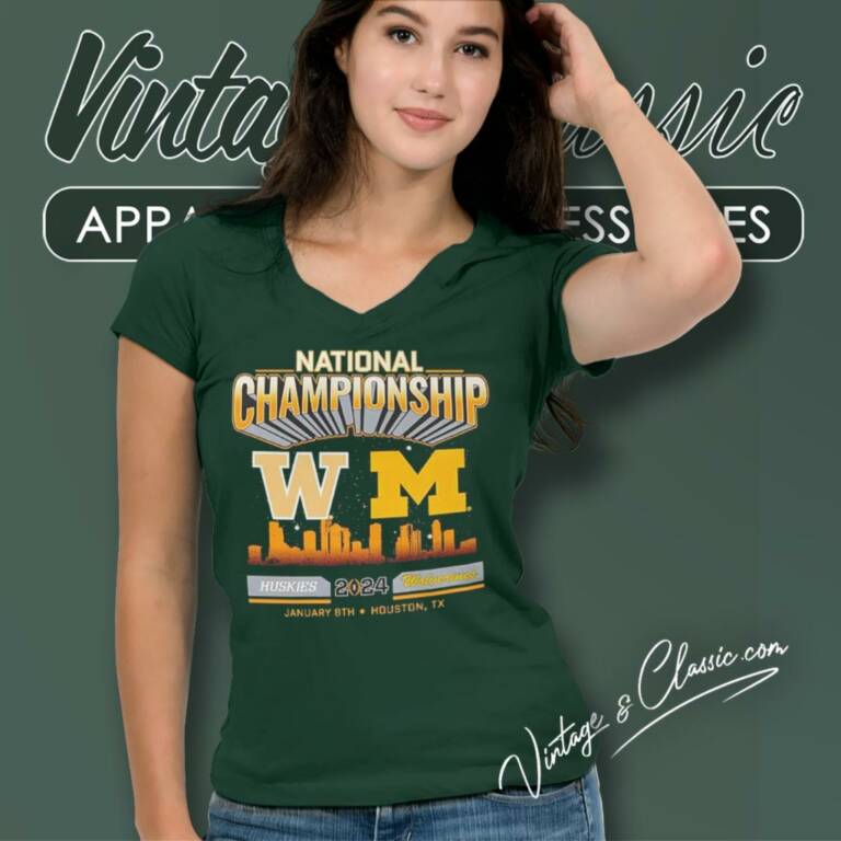 2024 National Championship Game Head To Head Skyline Michigan Wolverines Vs Washington Huskies V Neck TShirt 2024 National Championship Game Head To Head Skyline Michigan Wolverines Vs Washington Huskies V Neck TShirt