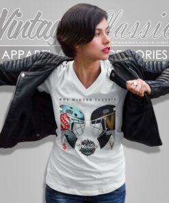 2024 Nhl Winter Classic Seattle Kraken Vs Vegas Golden Knights Helmet Logo V Neck TShirt
