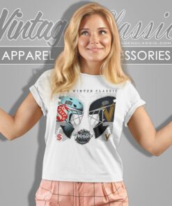2024 Nhl Winter Classic Seattle Kraken Vs Vegas Golden Knights Helmet Logo Women T Shirt