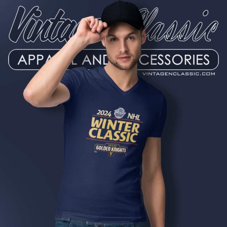 2024 Nhl Winter Vegas Golden Knights Logo V Neck TShirt 2024 Nhl Winter Vegas Golden Knights Logo V Neck TShirt