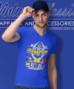 2024 Rose Bowl Game Champions 27 20 Michigan Wolverines V Neck TShirt