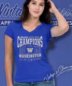 2024 Washington Huskies College Football Playoff Sugar Bowl Champions Score V Neck TShirt